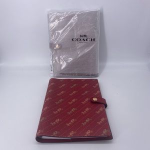 Coach Notebook in Canvas with Diagonal Horse & Carriage Print C7851 Bright Red